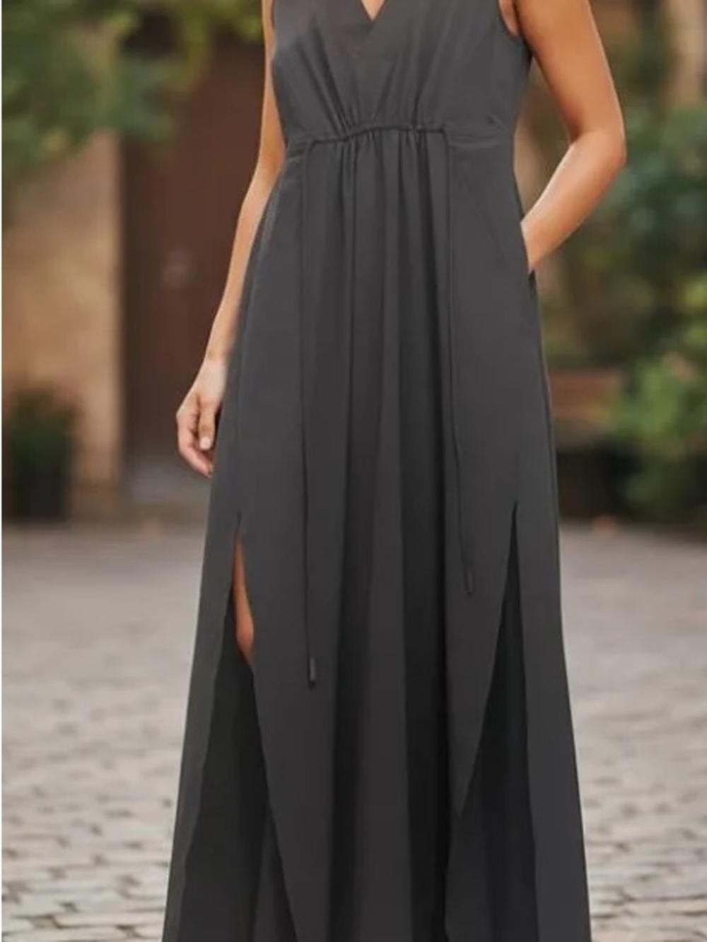 Athleta Marlow Black Sleeveless V-Neck Maxi Dress with Side Slits - Picture 4 of 15